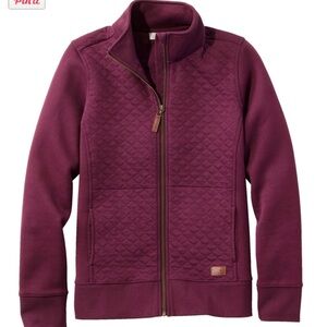 LL Bean Women’s Quilted Full Zip Sweatshirt Deep Plum Size XS Petite
